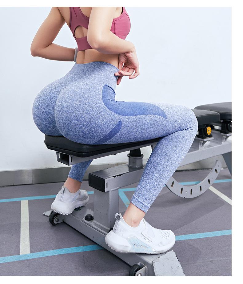 

High Stretch Seamless Sports Leggings Push Up Fitness Gym Jogging Pants Energy Tummy Control Yoga Tights Leggings Sportswear, Blue