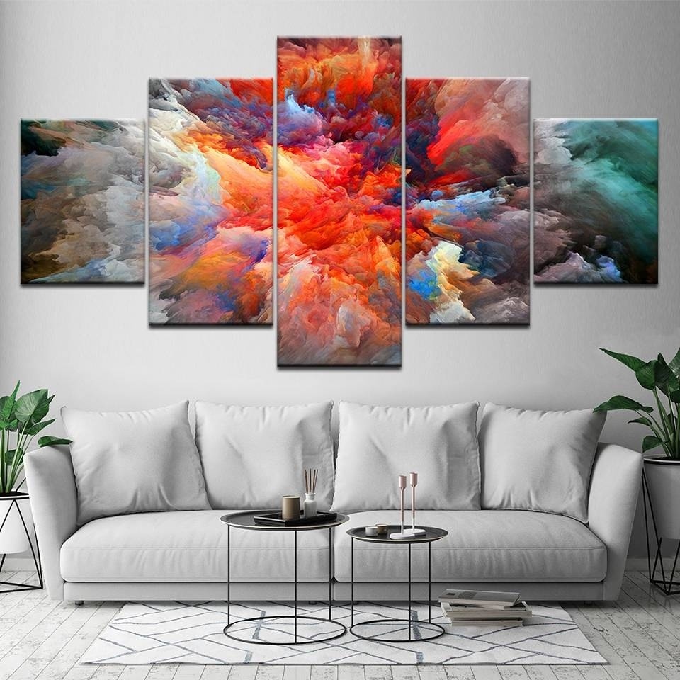 Canvas Painting Abstract Smoke paint explosion 5 Pieces Wall Art Painting Modular Wallpapers Poster Print Home Decor(No Frame)-image-704424654