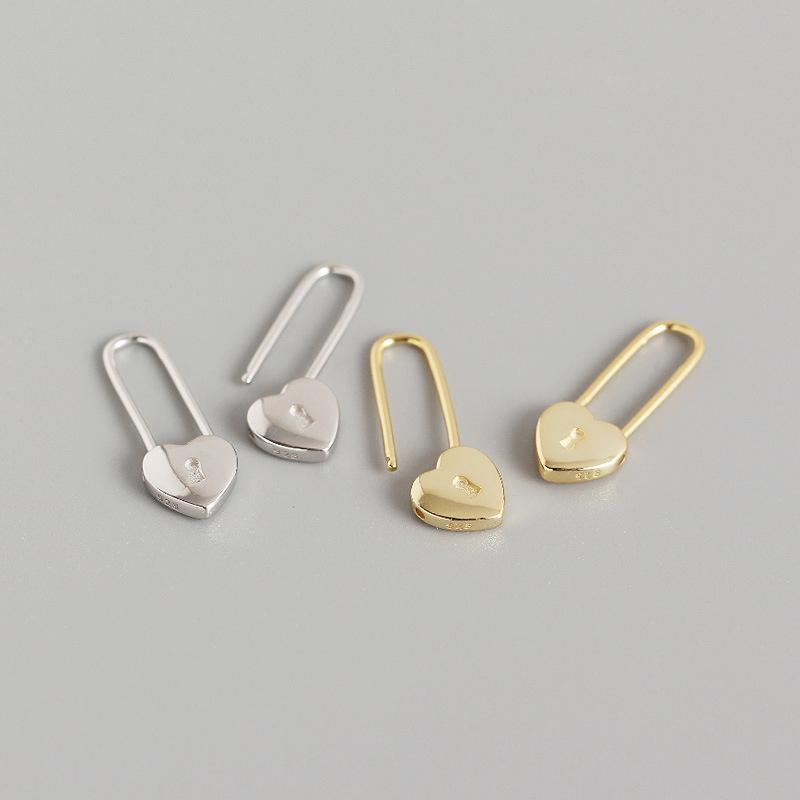 

Hoop & Huggie 925 Sterling Silver Luxury Heart-shaped Long Hoops Earrings Gift For Women Designer Korean Punk Accessories Fine Jewellery