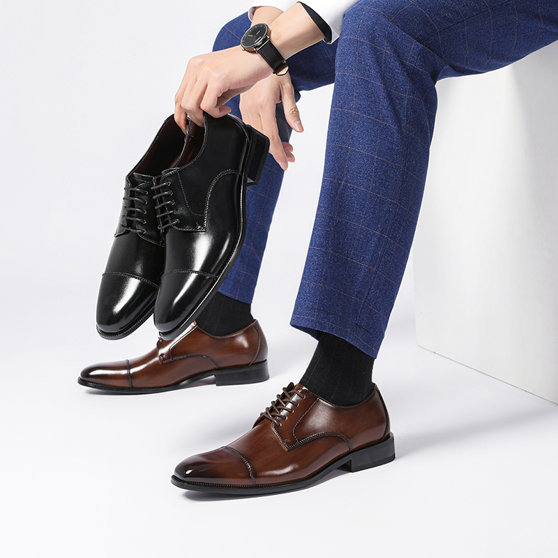 Chaussures de robe 2021men Derbies Style Véritable Cuir Véritable Caoutchouc Caoutchouc Spring Automne Europe Et America Populaire Gentry Trois é