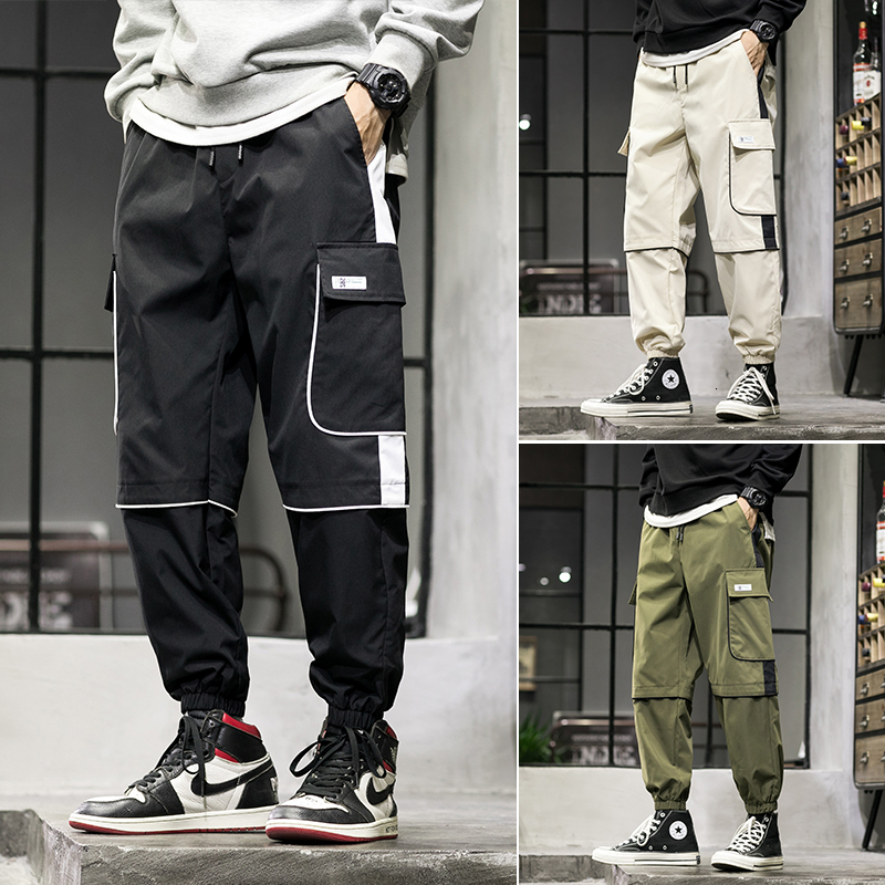 

2021 New Cargo Streetwear Hip Hop Men Loose Joggers Sweatpants Plus Size Track Pants Pocket Elastic Waist Full Length Trousers Jgqd 9zpw, Khaki
