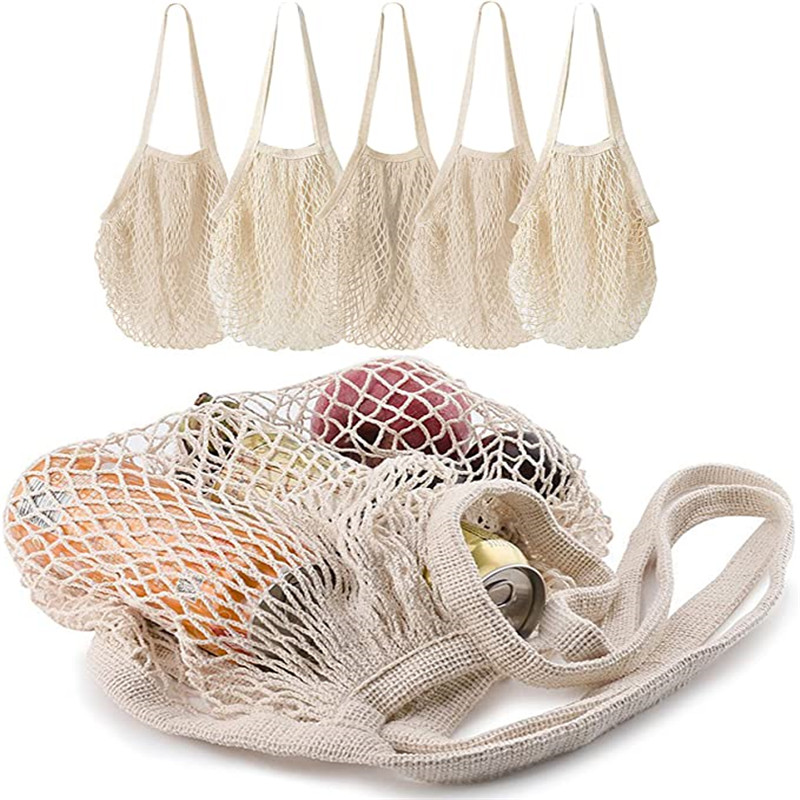 

Reusable Produce Bag Shopping Grocery Bags Cotton Mesh Market String Net Shopping Hand Totes Fruits Vegetables Hanging Bags