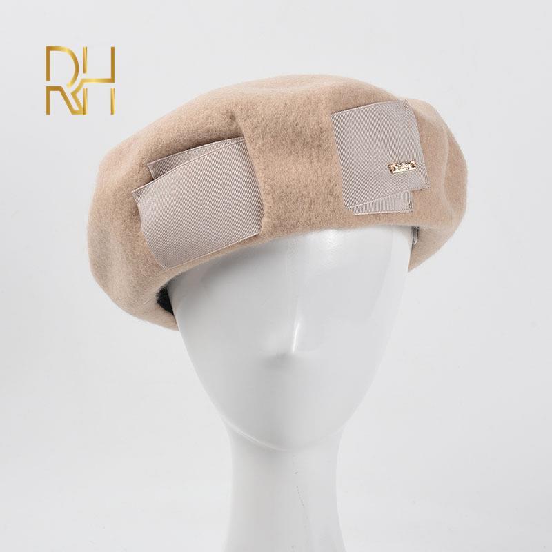 

Berets Sweet Elegant Women's Solid Wool Beret French Artist Warm Beanie Hat Vintage Winter Ski Cap Lady Painter Caps, Black