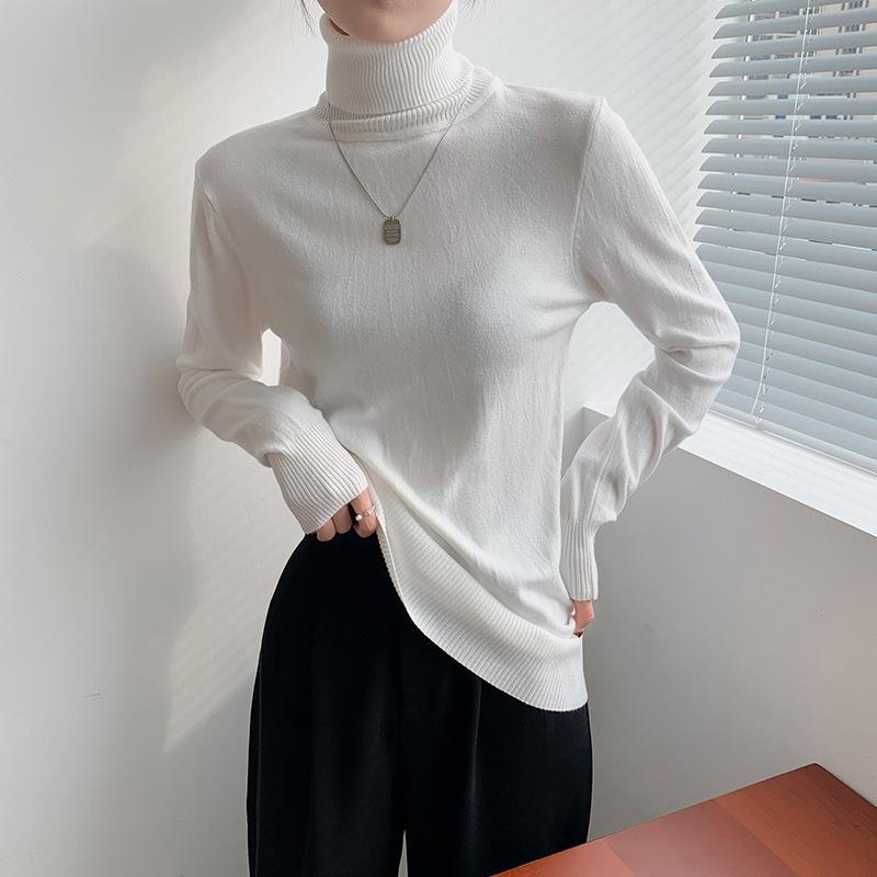 

Women's Sweaters 2021Fall Winter Turtleneck Women Basic Knitted Bottoming Shirt Solid Color Sweater Slim Long Sleeve Tops Cotton Pullovers, 10