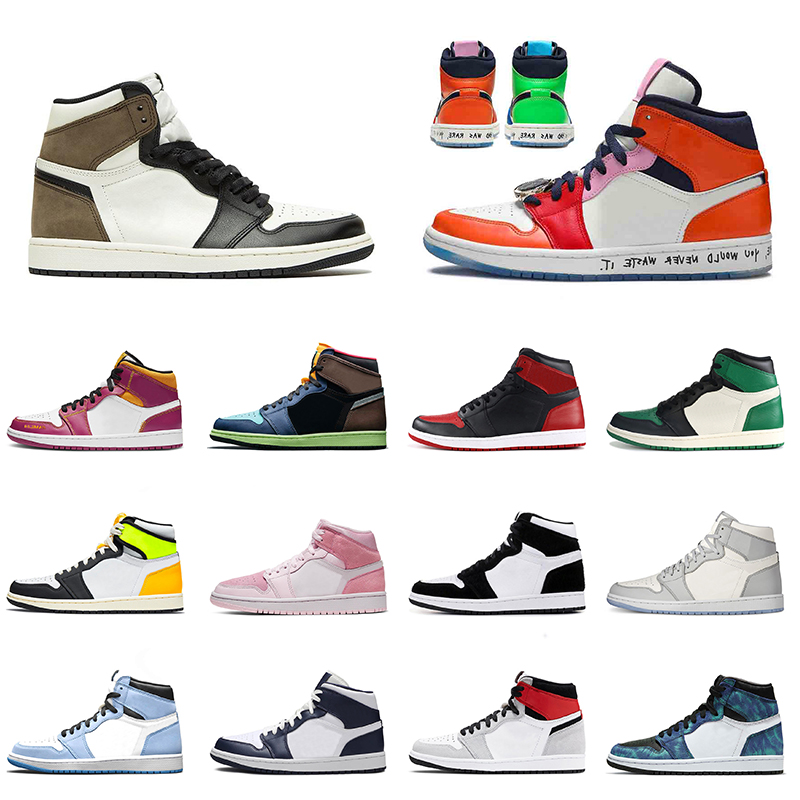 

New High Jumpman 1 1s OG Basketball Shoes Dark Mocha Melody Ehsani Familia UNC Smoke Grey Volt Gold Men Women Sports Sneakers, #37 high og midnight navy 36-46