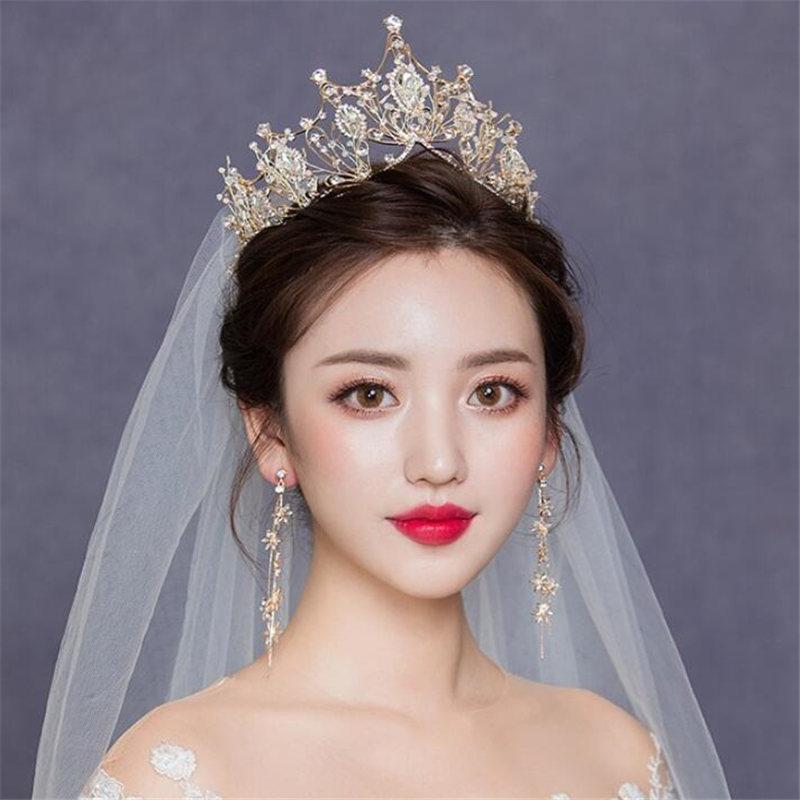 

Hair Clips & Barrettes Bride Crown Headdress Crystal Beaded Big Princess Birthday Accessories Wedding Dresses Decoration Queen Head Jewelry