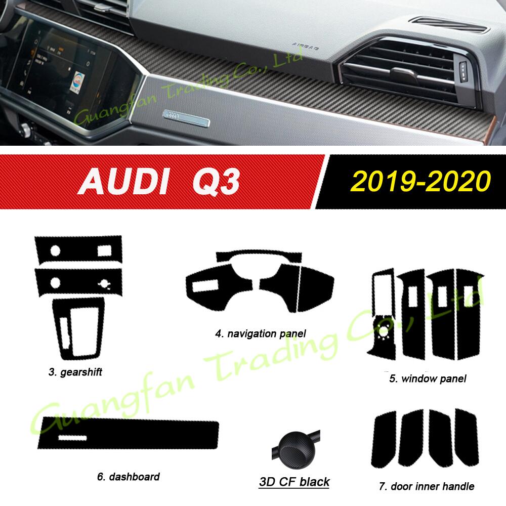 

For Audi Q3 2019-2021 Interior Central Control Panel Door Handle 3D/5D Carbon Fiber Stickers Decals Car styling Accessorie, Left hand drive