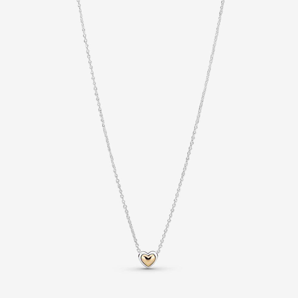 

High Polish 100% 925 sterling silver Domed Golden Heart Collier Necklace fashion wedding Jewelry making for women gifts