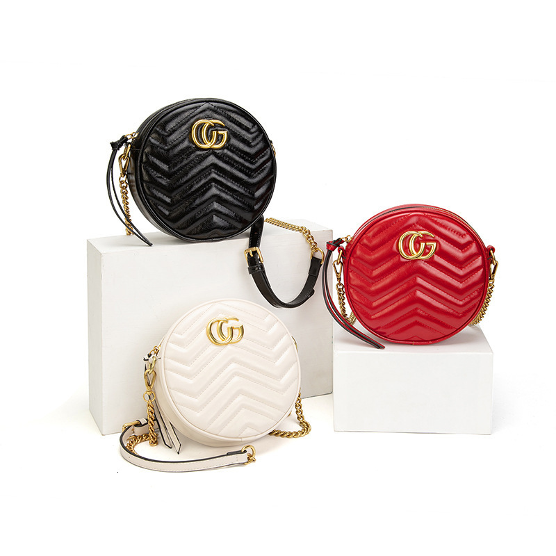 

women's 2021 new messenger Marmont round cake CG wavy Mini chain Bag