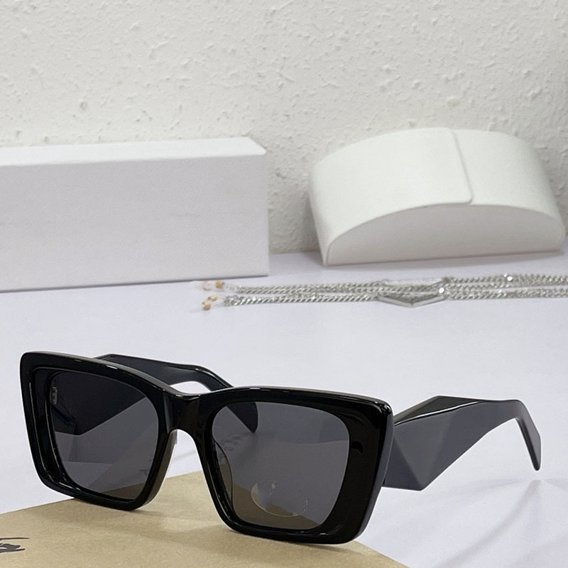 

2022 Summer Men Sunglasses PR 08YS fashion classic catwalk style rectangular black frame purple lens luxury trend travel vacation 2352