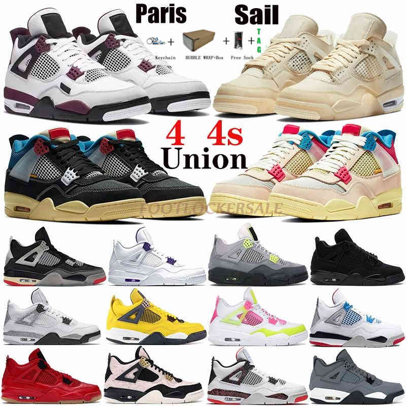 

New Arrival Top Quality White X Sail Bred Men Jumpman 4 4s Basketball Shoes Union Nior Paris sneakers Cactus Jack Mens Trainers Sports, 27