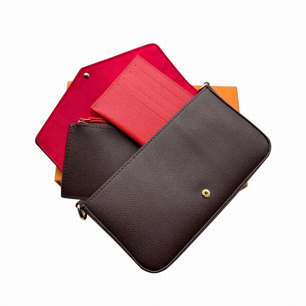 

Women M40718 Old Flower Gold Chain CrossBody bags Shoulder Bags High Quality Leather Messenger bag Clutch Bags handbags totes Hot wallet, Brown plaid