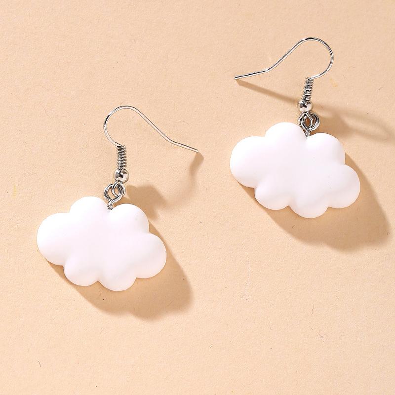 

Dangle & Chandelier Korean Earings Fashion Jewelry For Women 2021 Cartoon Cute Cloud Crochet Earrings Accessories Wholesale Kolczyki, Silver