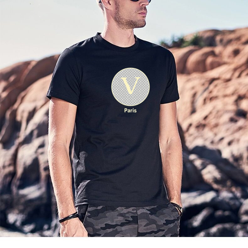 

2020 New luxur embroidery tshirt fashion personalized Men and women Design T-shirts Female Tshirts high quality black and white100% cott, White;black