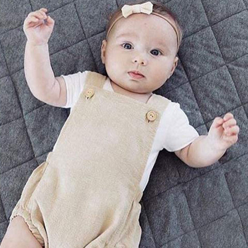 

2021 New Cotton Solid Girl Romper Fashion Baby Boy Clothes Square Collar Sleeveless Infant Bodysuits Suspenders Newborn Costume V3sp, Gray