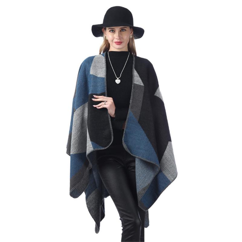 

Scarves Winter Warm Lady Scarf Fashion Capes Oversized Shawls Wraps Cashmere Pashmina Plaid Printed Women Ponchos Female Accessories