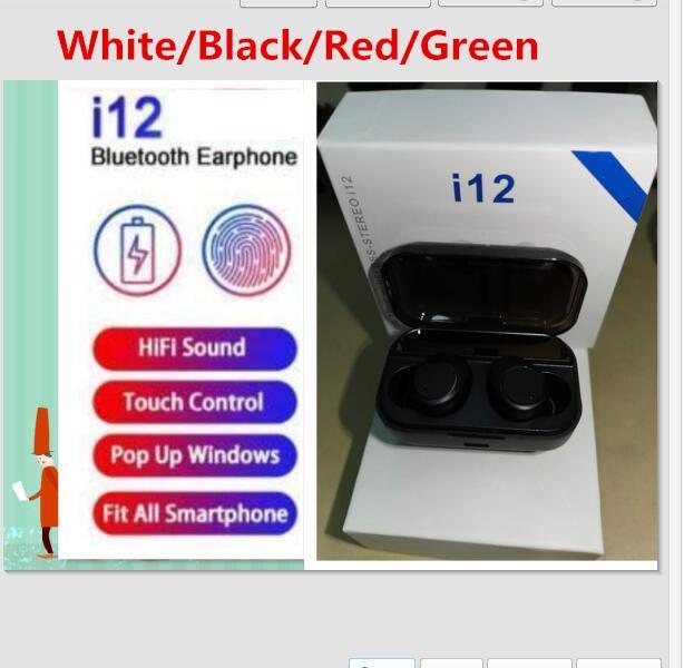 

DHL Free 4 colors Wireless Bluetooth Headphones i12 V5.0 Stereo Cell phone Earphones Sports Headphone Touch i7mini i7S