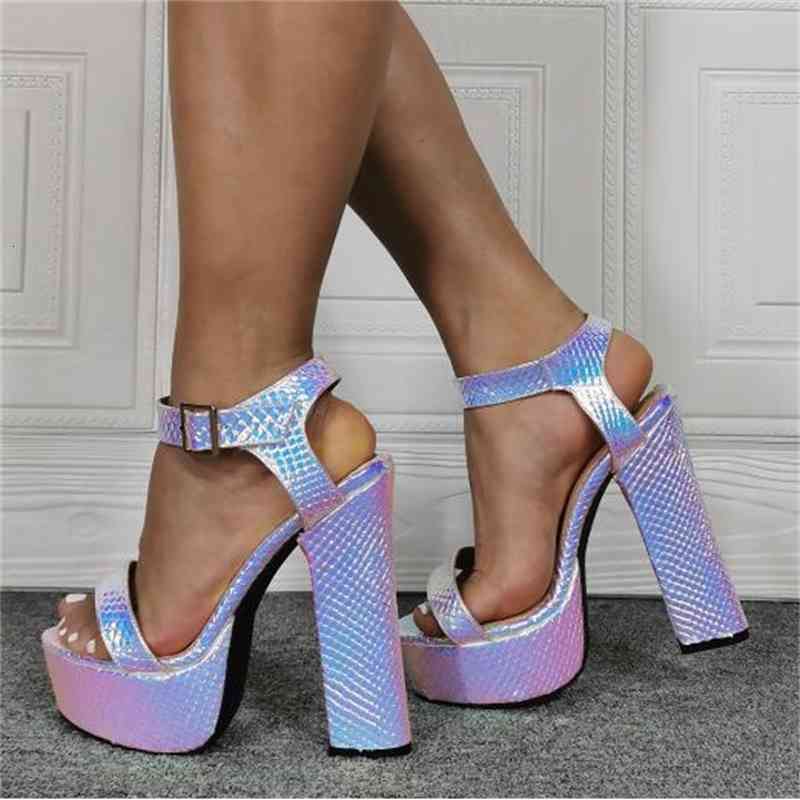 

sandals dipsloot sliver black drill platform buckle sandals woman strass peep toe chunky heel fashion wedding slippers lady shoes ywty