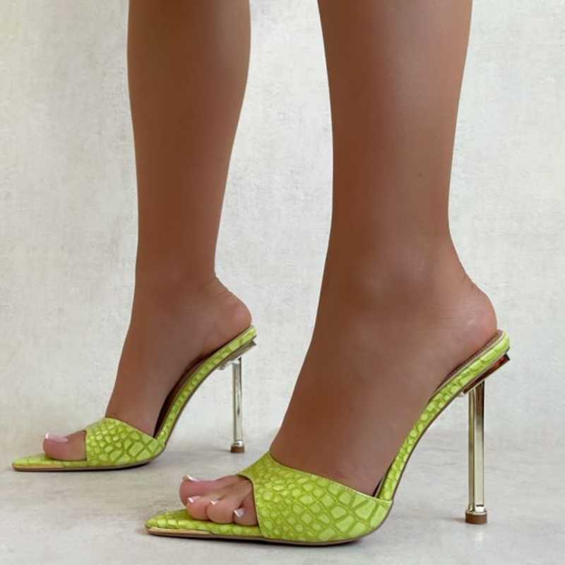 

Dress Shoes Fashion Stone Print Stiletto Heels Women Sandals Slip-on Summer Slippers Sexy Metal High Heel Pointy Toe Sandal Size, Black