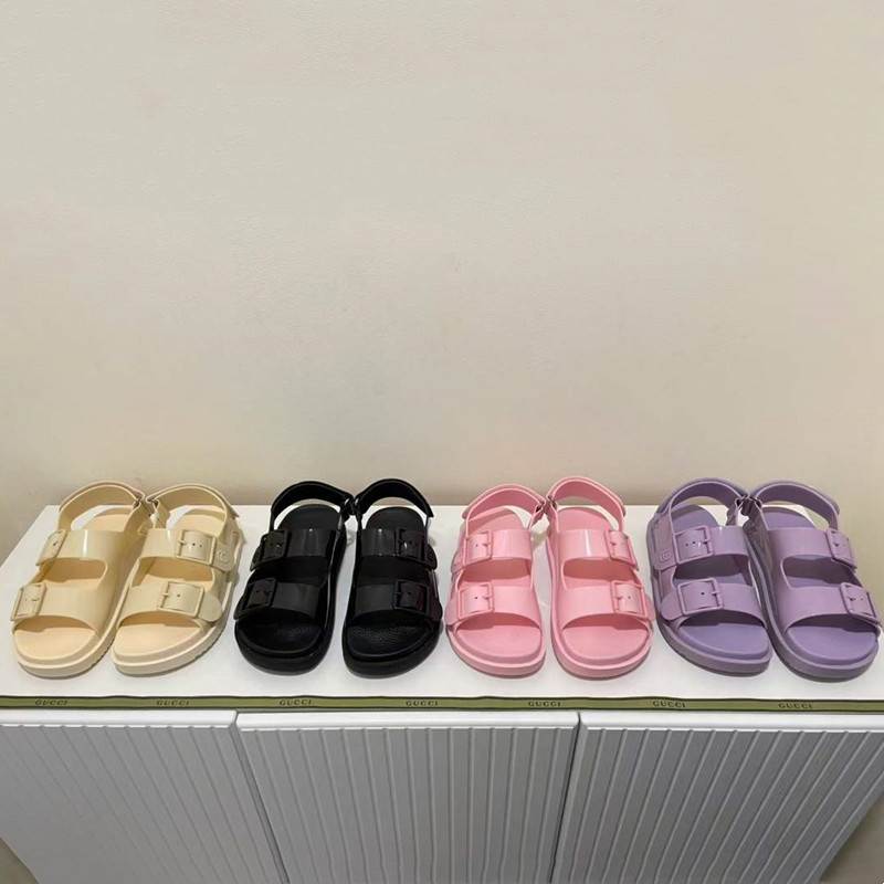 

Designer Womens G Sandals Jelly Shoes Slippers Candy Color Rubber Leather Women Dress Shoe Flip Flops Beach High Heels Slide 35-42, Foam bubble