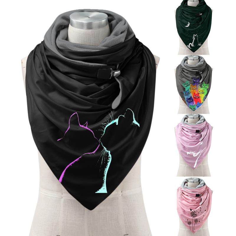 

Scarves Fashion Winter Scarf For Women Printing Button Soft Wrap Casual Warm Shawls Foulard Femme Printed Bandana#F