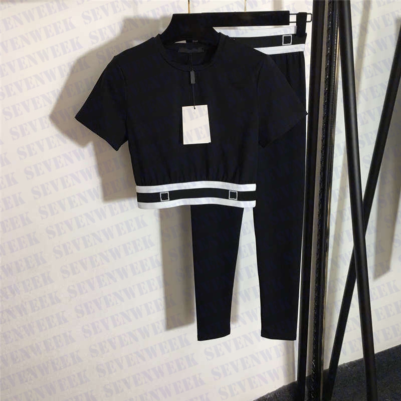 

Fashion Brand Womens Tracksuits Short Sleeve T Shirt Slim Pants Two Piece Gym Fitness Yoga Outfits Leggings, Black t shirt pant set