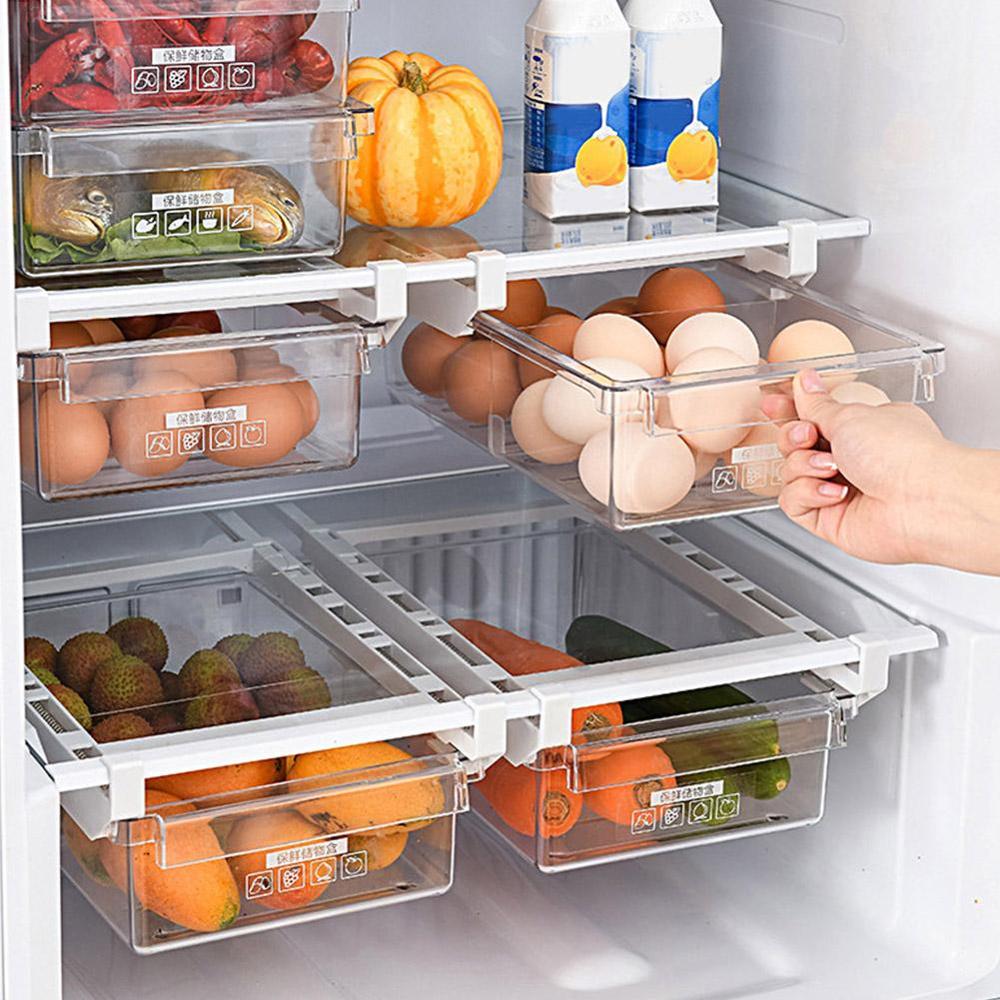 

Pastic Cear Fridge Organizer Side Under Shef Der Box Rack Hoder Refrigerator Der Kitchen Fruit Food Storage Box 40a