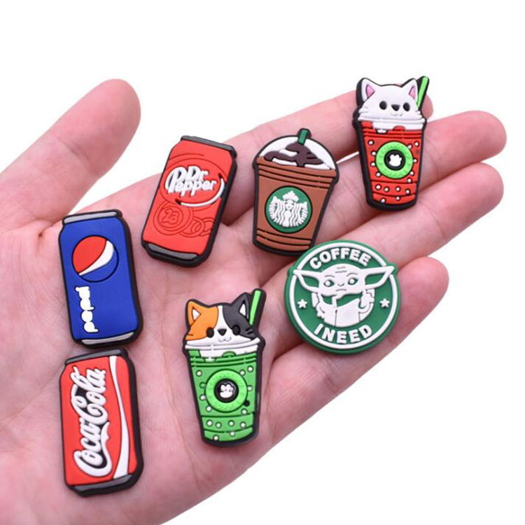 

coffee drinkware Croc charms pvc soft rubber shoe accessories decoration Clog Charm christmas gift