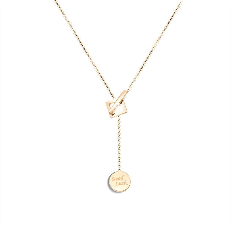 

Pendant Necklaces 2021 Gold Color Stainless Steel Chocker For Women Fashion Round On Neck Men Jewelry Adjustable Size