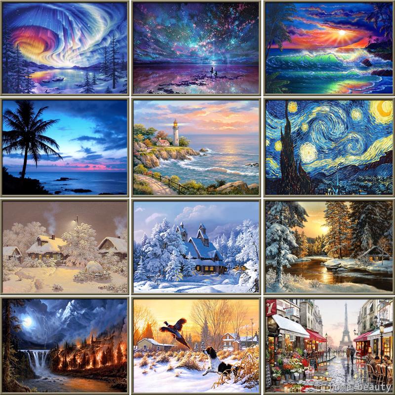 

Diamond Painting Full Drill Landscape Mosaic Round Tree Embroidery Cross Stitch Kit Art Rhinestones Christmas