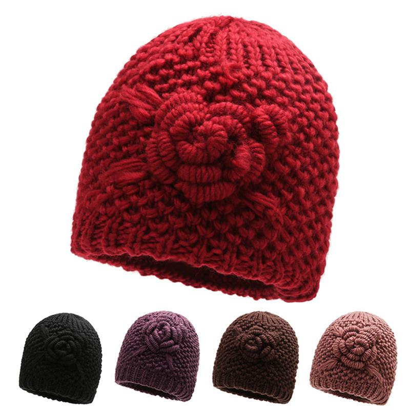 

Beanies Winter Elderly Warm Hat Women Knitting Bike Windproof All-match Mother With Velvet And Thick Grandma Hats Bonnets