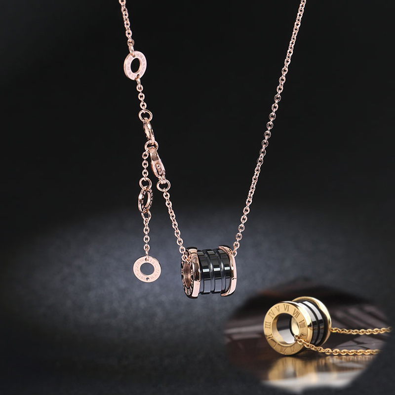 

Classic women roman numeral ceramic pendant necklaces stainless steel mens luxury designer jewelry necklace gold chain gift box