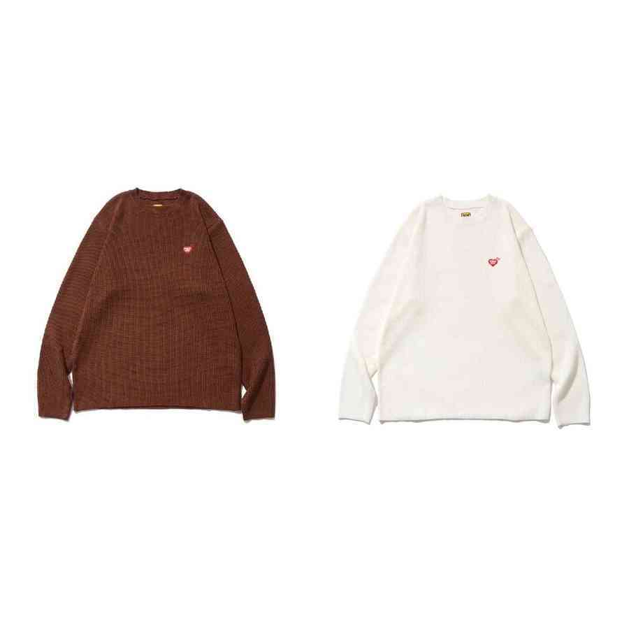 

Long Sleeve Pullover 2021FW Sweater Men Women 1:1 Best Quality Knit O-Neck HUMAN MADE Sweatshirts, Black