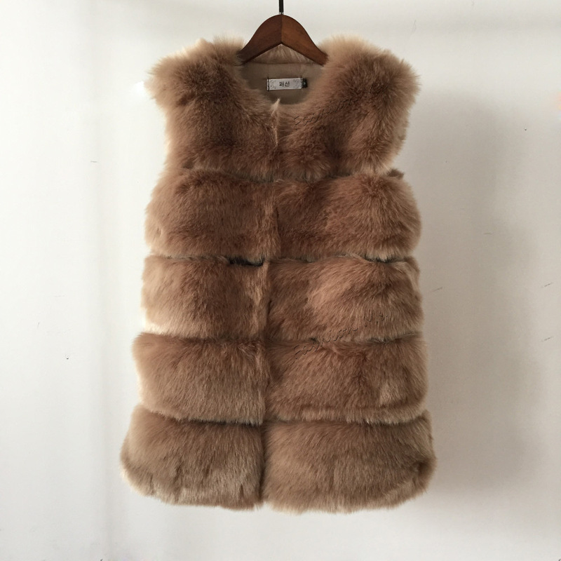 

Women's Fur Vest Vests Sleeveless Faux Fur Multicolor Optional Faux Furs Vest, Black