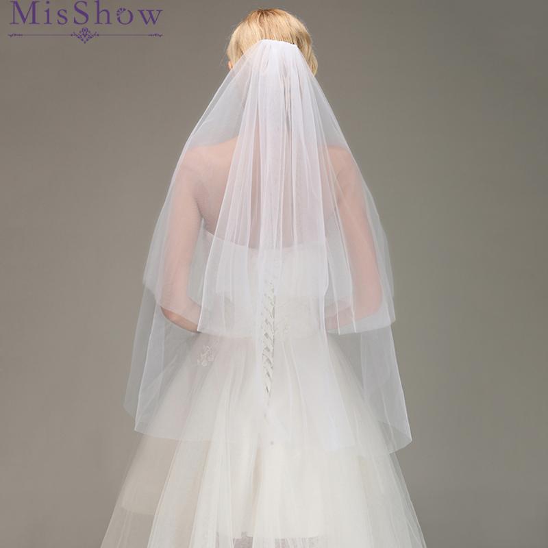 

Bridal Veils Top Sale White Ivory Two Layer Wedding Accessories Simple Short Veil With Comb 75cm*100cm Veu Noiva Curto
