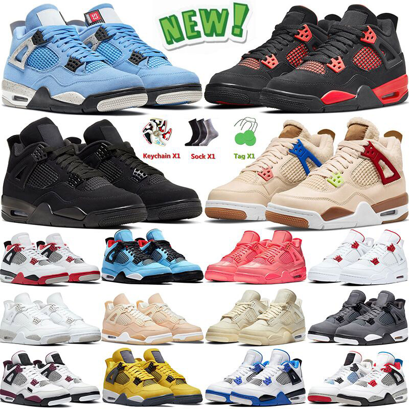 

2022 Mens Women Basketball Shoes 4 Jumpman 4s IV University Blue Red Thunder Black Cat White Oreo Sail What The Bred Trainers Sports Sneakers 36-47, C50 purple 40-47