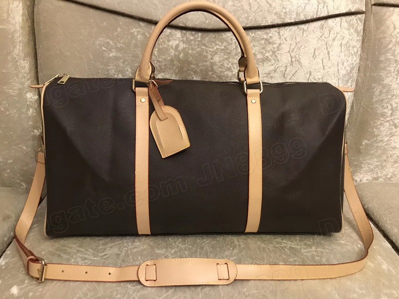 

Hot Sale New Men Duffle bag Women Travel Bag Hand Luggage Pu Leather Handbags Large Cross body Bag Totes 55cm backpack Suitcase