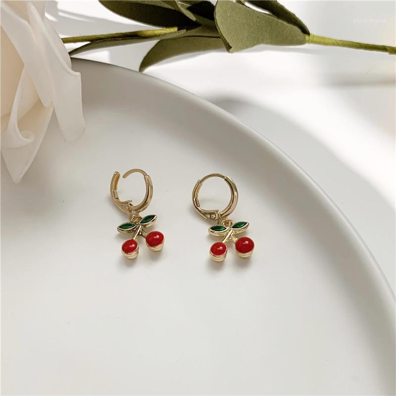 

Stud Is Cute Little Drip Fresh Cherries Earring Earrings Personality Girl Heart Women Jewelry Gifts, Golden;silver