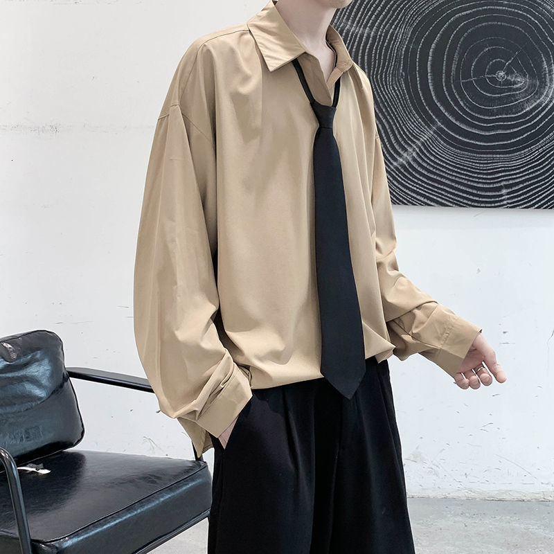 

2021 New Spring Solid Color Men's Fashion Business Casual Men Society Mens Long-sleeved Shirt M-2xl I8do, Gray