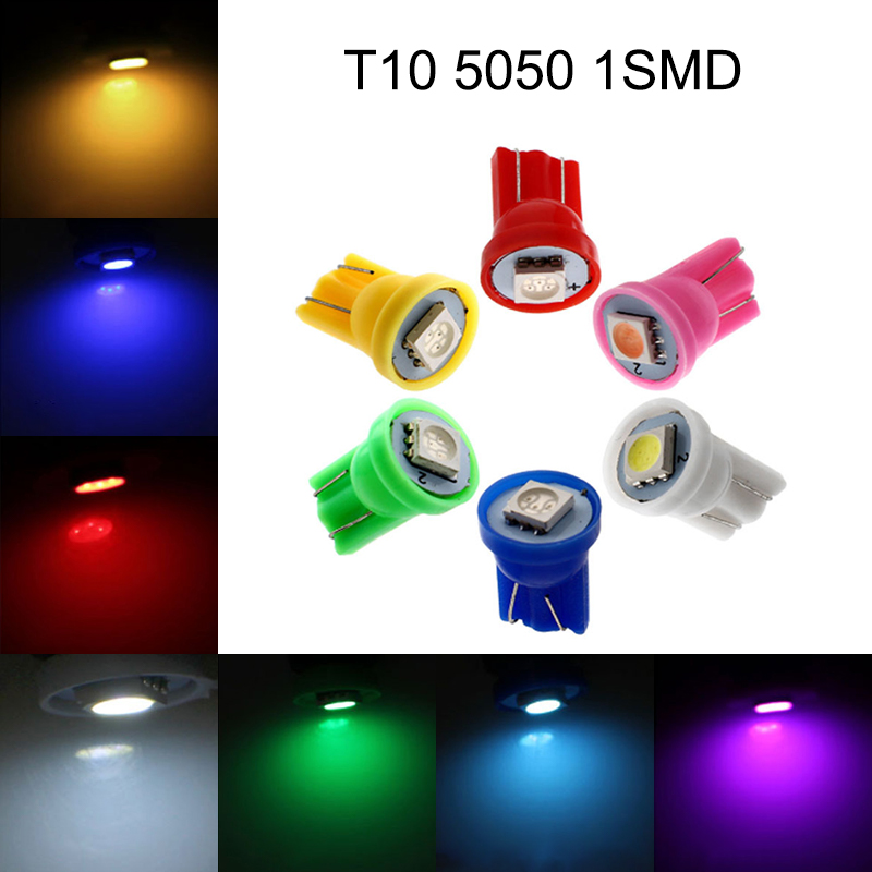 

50Pcs Auto T10 5050 1SMD LED Bulbs For Car Clearance Lamps Instrument Lights Dome Trunk License Plate Light 12V