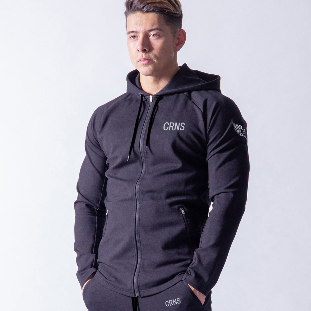 

2021 Brand Casual Hoodies Mens Cotton Black Sweatshirt Gyms Fitness Workout Zipper Hooded Jackets Autumn New Male Slim Tops Clothing 764y, Black (pants)