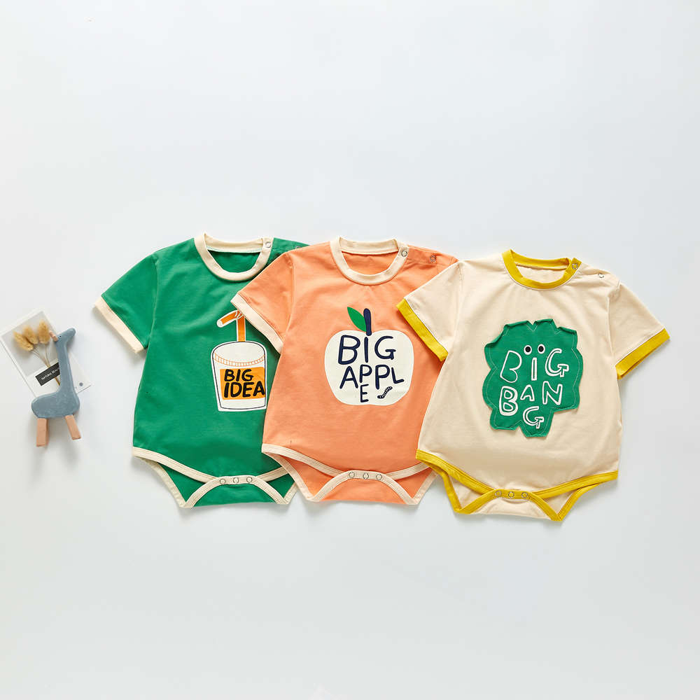 

Baby clothes summer Korean version three-dimensional printing one-piece, White