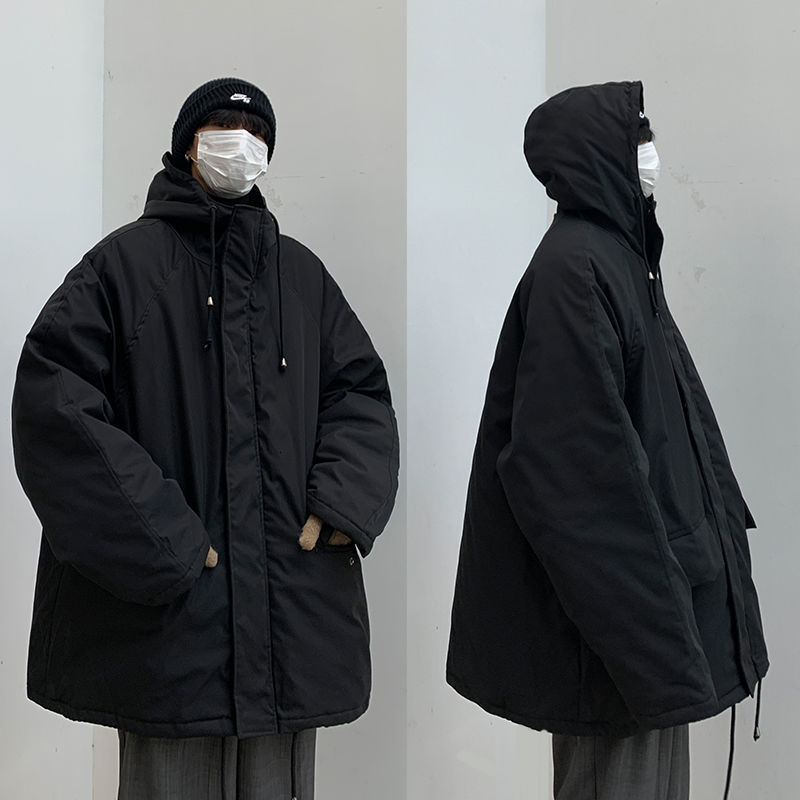 

2021 New Winter Jacket Men's Warm Fashion Casual Thick Black Hooded Parka Men Wild Loose Korean Short Coat Mens Clothes M-2xl Ndgv