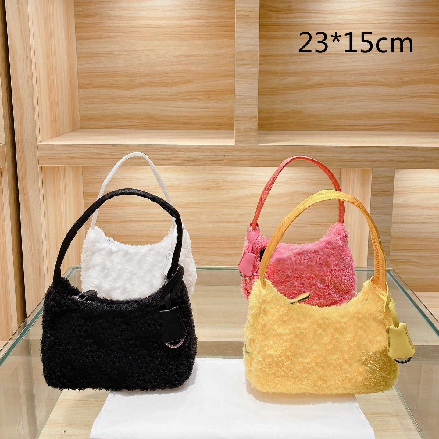 

Women Furry Shoulder Bags Luxury Winter Designer Handbags Hobos lamb lady fur Purses Totes with Tag Warm Handbag Wallets Top, G5(10cm)