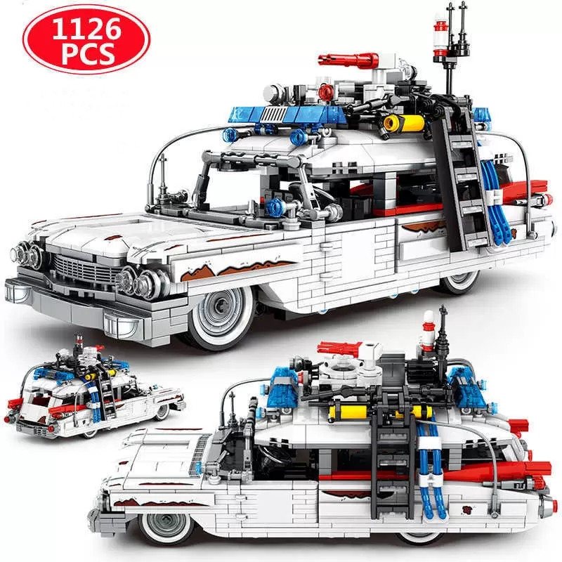

City Ghostbusters Ecto-1 Technical Cars Model Building Blocks Creators MOC Movie Vehicle Bricks DIY Education Toys For Children