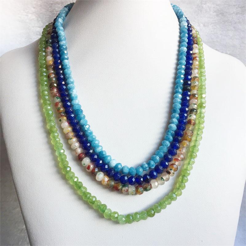 

Chains Peridot Sapphire Larimar 4*6MM Faceted Necklace Vintage Natural Stone Jewelry Noble Elegant Exquisite Bead Chain Choker Collier