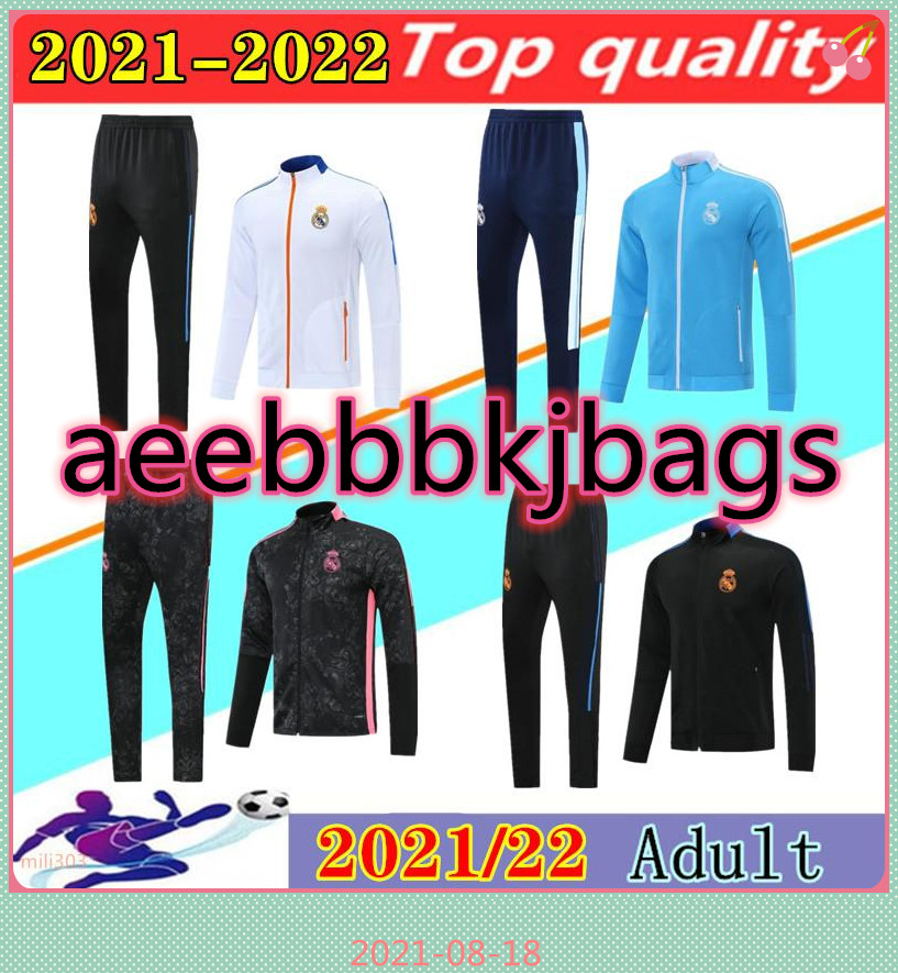 

2021 2022 Real Madrid soccer jacket training suit Chandal 21 22 camiseta de futbol HAZARD BENZEMA MODRIC football jackets tracksuit Sweater, Black
