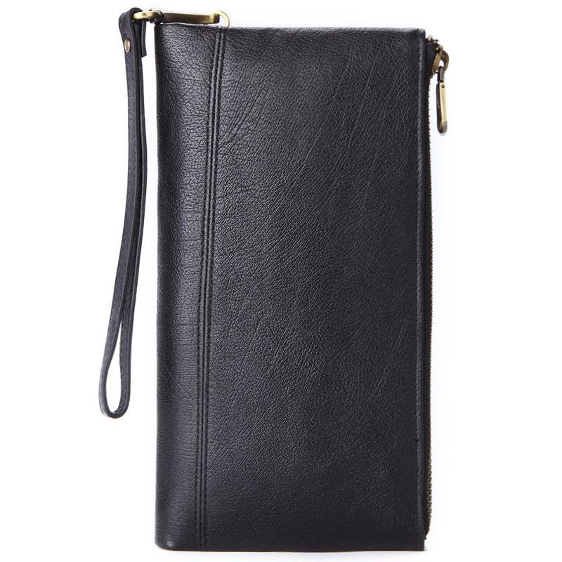 

YourSeason 2021 Casual Mens Wallets And Phone Purse Genuine Leather Hand Wallet Man Card Holder Solid Color, Black