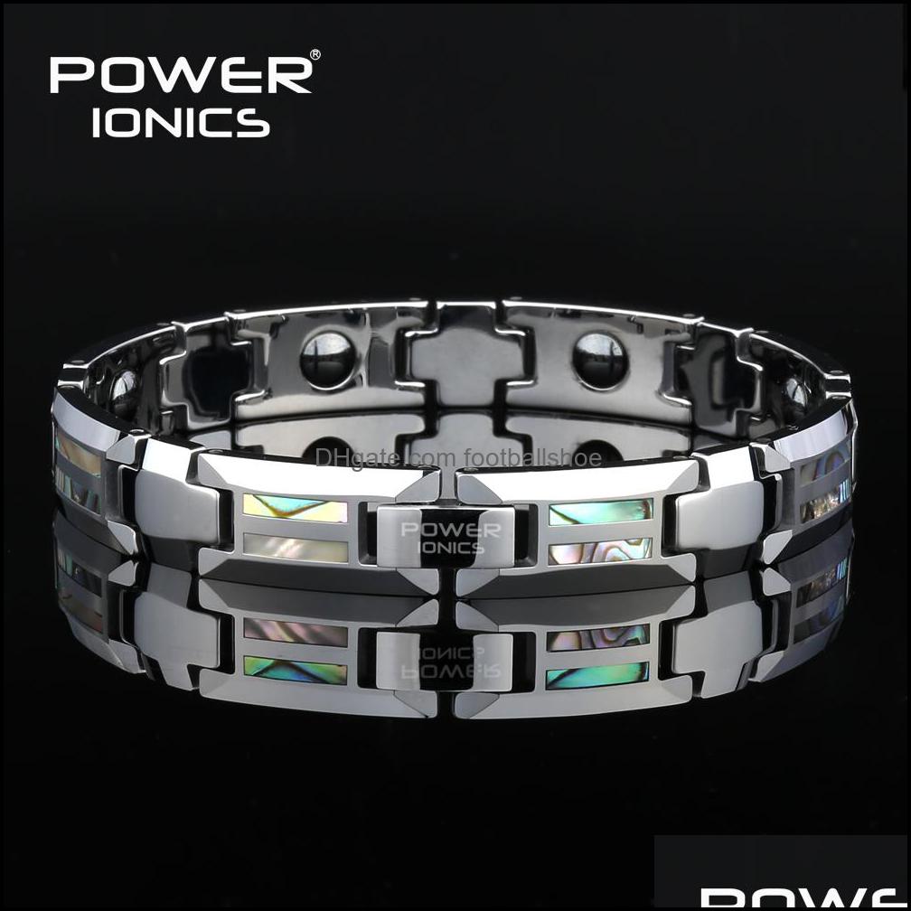 Link, Chain Bracelets Jewelry Power Ionics Magnetic Bracelet Men Luxury Natural Shell Never Scratch Tungsten Steel For Women Cross Gifts Y11-image-746532528