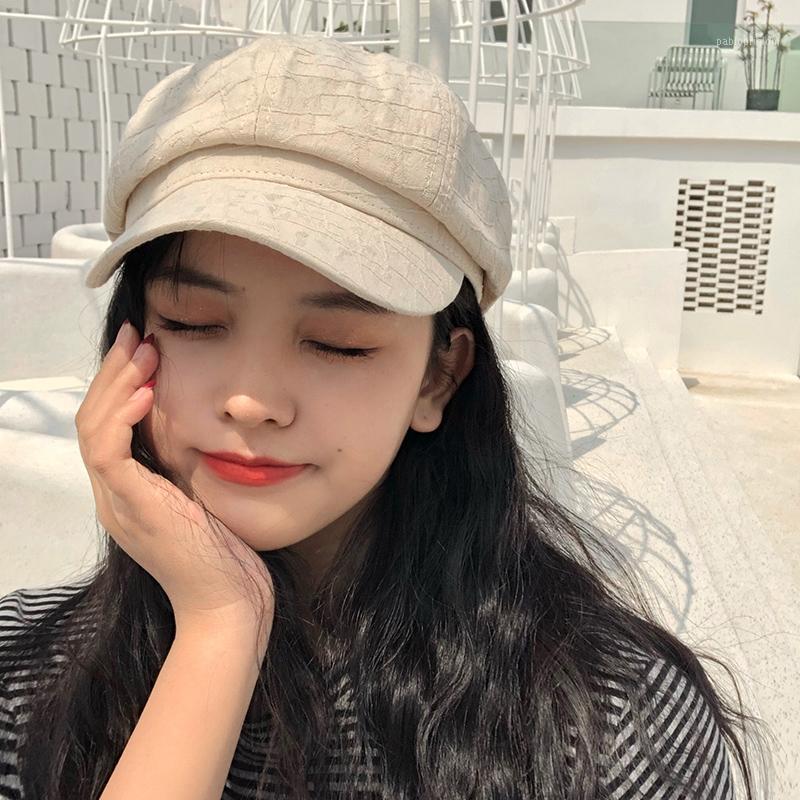 

Hat Lady Spring And Summer Octagonal Beret British Retro Korean Version Joker Japanese Line Leisure Cap Women Berets, Black
